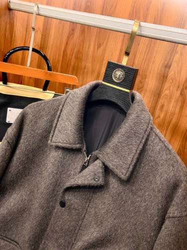 NIGO Hermes Men's Fall And Winter Tweed Splicing Sheepskin Casual Solid Color Lapel Single-Breasted Long Cashmere Coat Jacket Ngvp #nigo9883