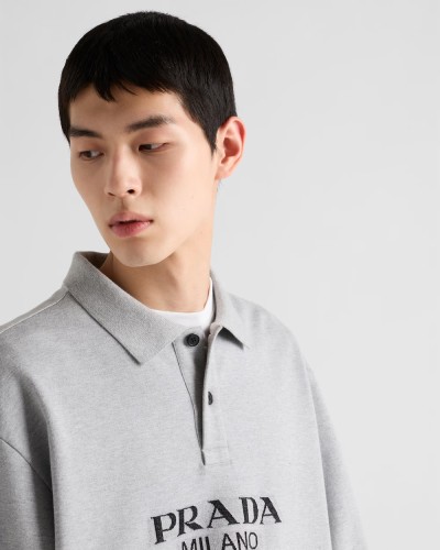NIGO Prada Men's Spring And Autumn Logo Letters Jacquard Knitted Loose Long-Sleeved Solid Color Polo Collar Straight Sweatshirt #nigo71882