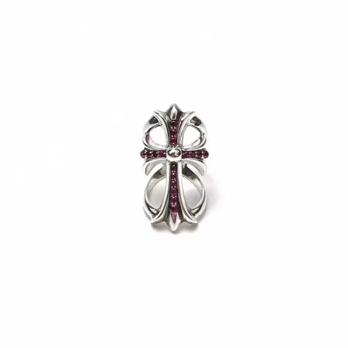 NIGO Chrome Hearts Men's Women's Diamond Personalized Simple S925 Silver Cross Ring  Accessories #nigo71925
