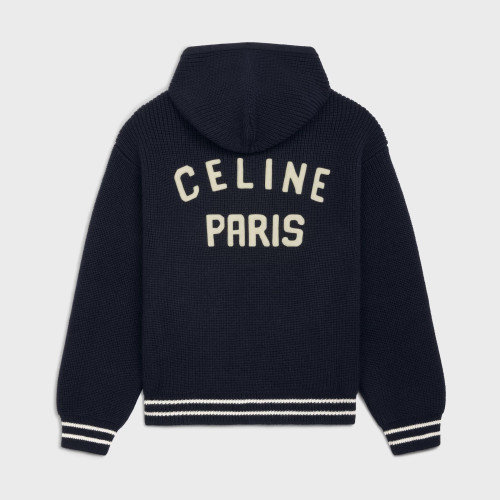 NIGO Celine Men's Spring and Autumn Solid Color Knit Hooded Drawstring Zipper Long Sleeve Jacket #nigo75345