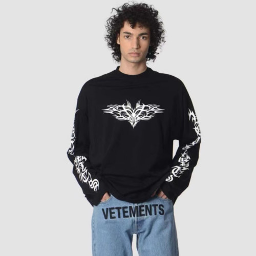 NIGO Vetements Men's Sanskrit Round Neck Long Sleeve T-shirt Spring Autumn Printing Black White Loose Vintage Bottoming Shirt Ngvp #nigo9986