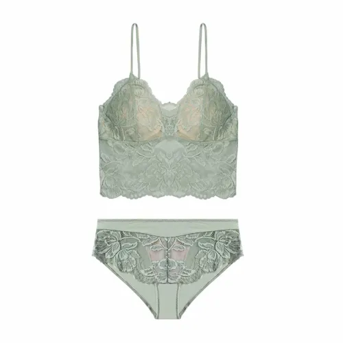 NIGO Laperla Brigitta Series Floral Lace Underwear Solid Color Fashion Sexy Bra & Panty Set Ngvp #nigo6167
