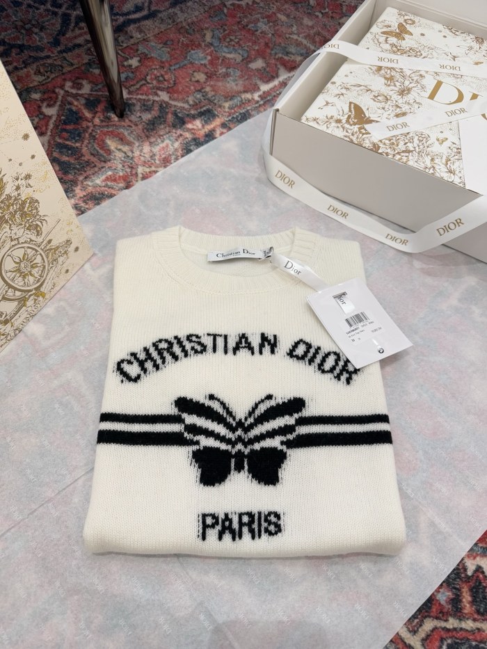 NIGO DIOR Women‘s Summer Solid Color Pattern Printed Round Neck Knit Short Sleeve Cashmere Sweater T-Shirt #nigo75482