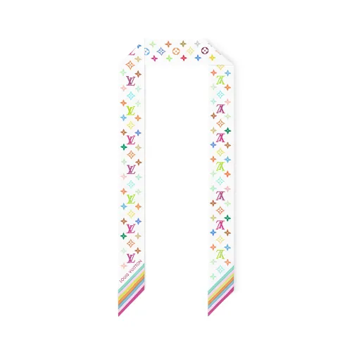 NIGO Louis Vuitton LV x TM BB Women's Colorful Alphabet Printed Twill Long Silk Scarf, Hair Bundle Accessories #nigo75548