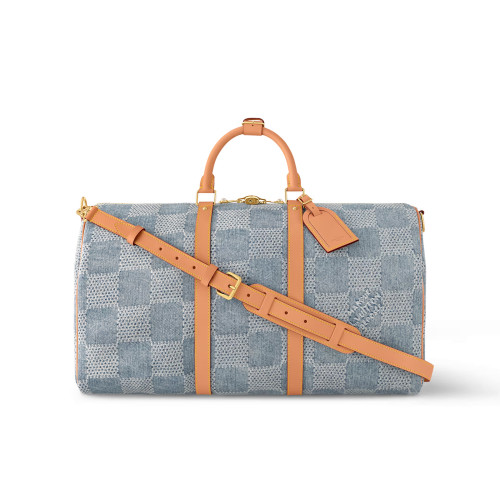 NIGO Louis Vuitton Keepall Bandoulière 50 Men's and Women's Detachable Adjustable Shoulder Strap Zipper Closure Denim Step Shoulder Tote Travel Bag Bags #nigo75562