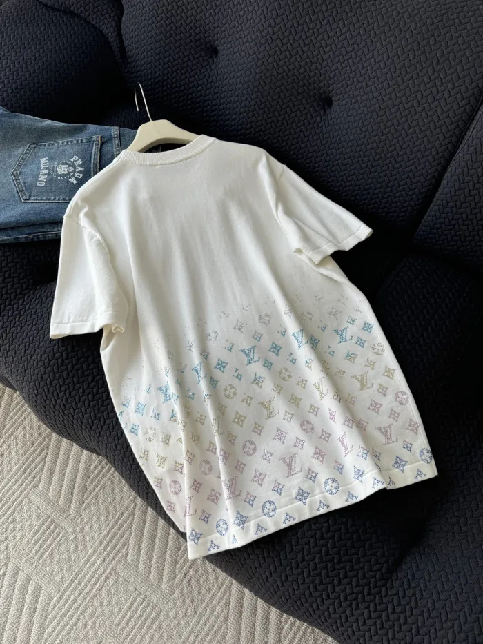 NIGO Louis Vuitton Men's Summer Colorful Diamond Letters Gradient Pattern Solid Color Round Neck Short Sleeve T-shirt #nigo75656