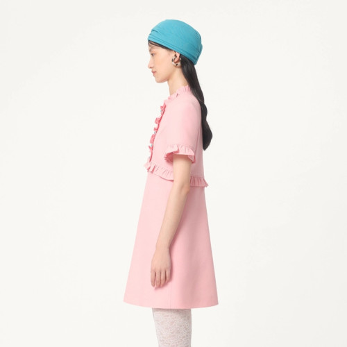 NIGO Valentino Women's Crepe Couture Short Dress Spring And Summer Pink Lace Short Mini Dress Fashionable Temperament Elegant Cute Style Ngvp #nigo1294