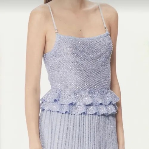 NIGO Chanel Women's Spring/Summer Sequins Lace Solid Color Casual Camisole Vest Ngvp #nigo1397