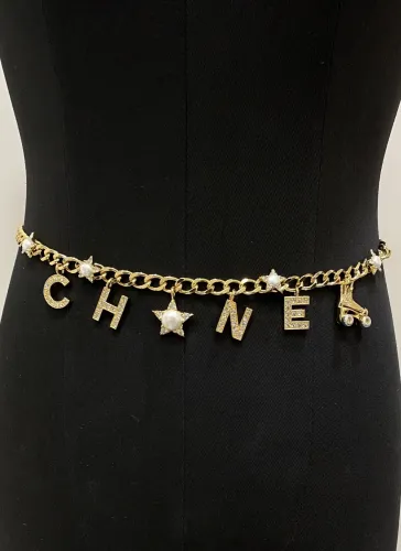 NIGO Chanel Women's Full Diamond Logo Star Pulley Decoration Solid Color Pendant Necklace Waist Chain Jewelry Accessories #nigo76225