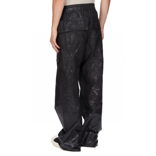 NIGO Rick Owens DRKSHDW Men's Spring Summer Waxed Double Loop Wide Leg Trousers Black High Street Shiny Loose Drawstring Straight Leg Trousers Drawstring Pants  Ngvp #nigo1346