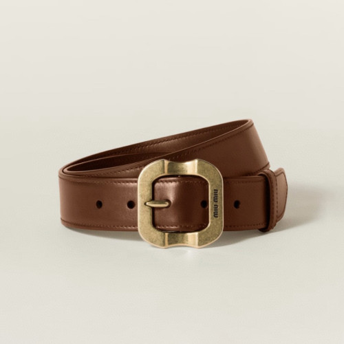 NIGO MiuMiu Women's Solid Colour Cowhide Logo Belt with Metal Buckle #nigo76279