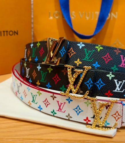 NIGO Louis Vuitton x TM Women's Logo Printed Solid Color Reversible Belt Jewelry Width 3cm  Accessories #nigo76326