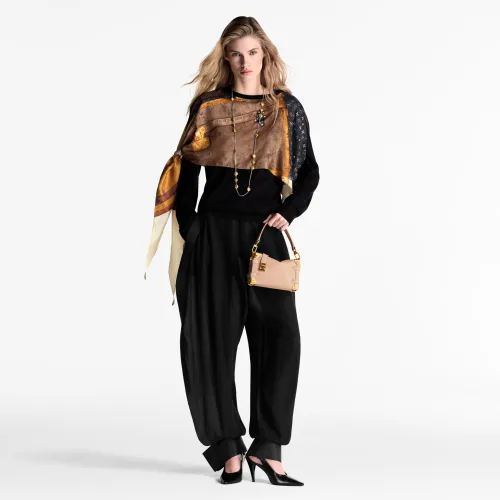 NIGO Louis Vuitton Women's Spring And Autumn Crew Neck Irregular Wool Silk Neck Scarf Knit Trunk Insert Pullover Sweatshirt #nigo76325