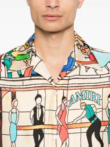 NIGO Amiri Men's Summer Casual Silk Lapel Single Breasted Short Sleeve Pool Hall Shirt Ngvp #nigo1424