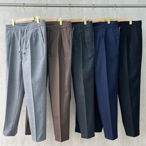 NIGO Brunello Cucinelli Men's Spring And Autumn Casual Drawstring Pants Fashion Trousers Loose Straight Comfortable Cotton Thin Trousers Ngvp #nigo1469