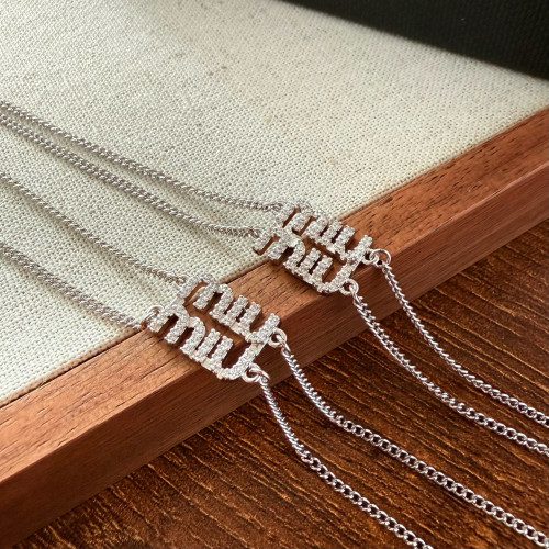 NIGO MiuMiu Women's Solid Color Full Diamond Alphabet Bracelet Necklace Jewelry Accessories #nigo76394