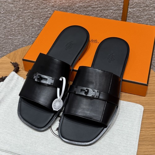 NIGO Hermes Gabriel Men's Summer Fashion Comfortable Logo Sandals Leather Casual Slippers #nigo81144