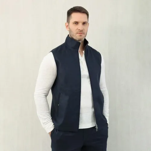 NIGO Ermenegildo Zegna Men's Spring And Autumn Solid Color Standing Collar Zipper Fit Sleeveless Vest Jacket Ngvp #nigo1168