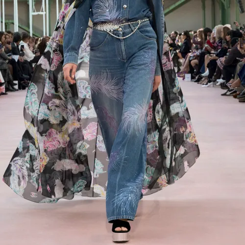 NIGO Chanel Embroidered Denim Shirt Feather Hot Diamonds Suit Set Spring Summer Gradient Colour Straight Leg Pants Loose High Waist Denim Trousers Ngvp #nigo1486