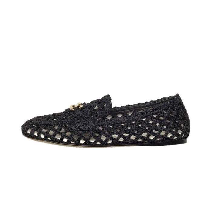 NIGO Chanel Women's Spring and Summer Solid Color Hemp Rope Weaving Casual Flat Lefebvre Shoes #nigo76528