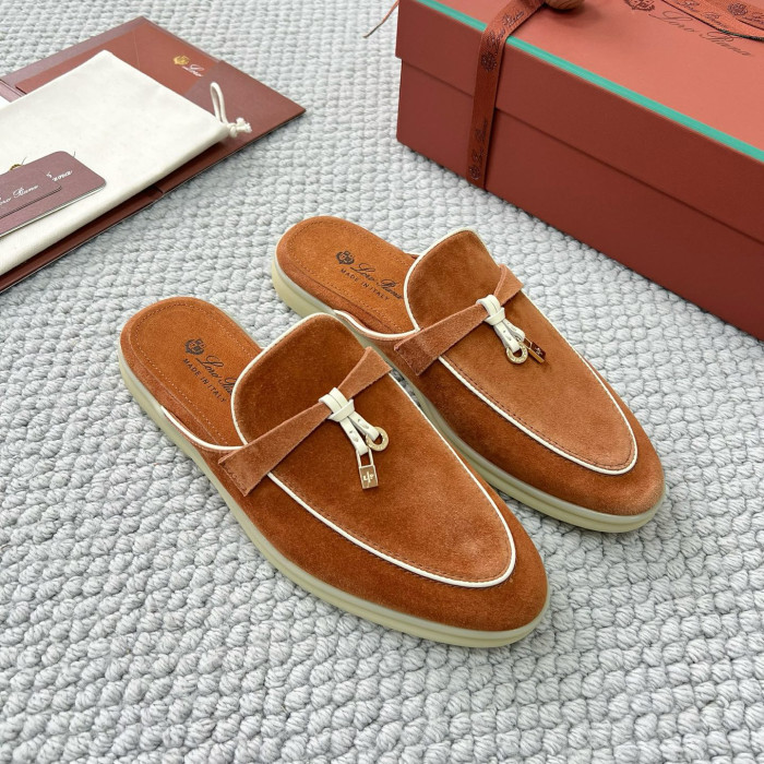 NIGO Loro Piana Women's Summer Solid Color Suede Simple Comfortable Rubber Bottom Baotou Slippers Shoes #nigo76545