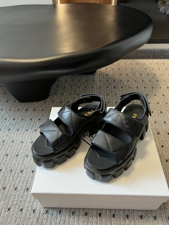 NIGO Prada Monolith Nappa Leather Sandals Women's Spring Summer Fashion Casual Solid Colour Sandals Buckle Thick Bottom Shoes #nigo81217