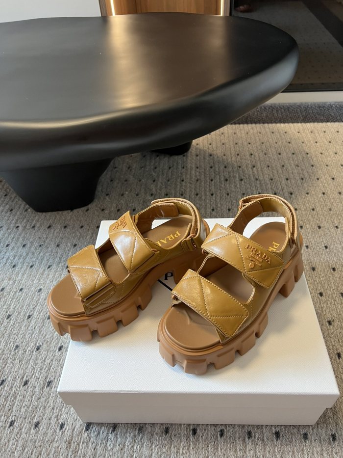 NIGO Prada Monolith Nappa Leather Sandals Women's Spring Summer Fashion Casual Solid Colour Sandals Buckle Thick Bottom Shoes #nigo81217