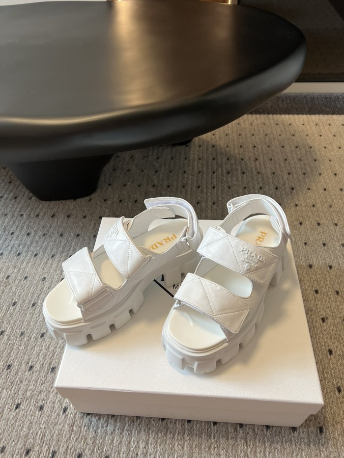 NIGO Prada Monolith Nappa Leather Sandals Women's Spring Summer Fashion Casual Solid Colour Sandals Buckle Thick Bottom Shoes #nigo81217