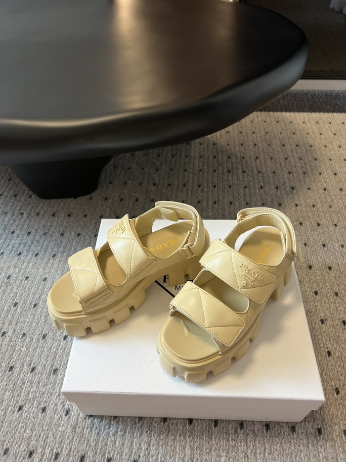 NIGO Prada Monolith Nappa Leather Sandals Women's Spring Summer Fashion Casual Solid Colour Sandals Buckle Thick Bottom Shoes #nigo81217