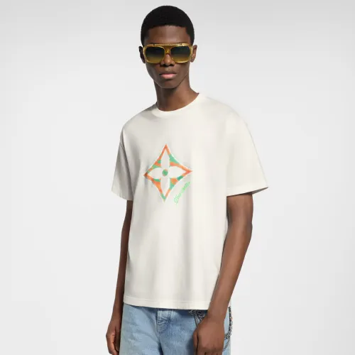 NIGO Louis Vuitton Men's And Women's Summer Solid Color 3d Letters Printing Round Neck Cotton Short Sleeve T-shirt #nigo76552