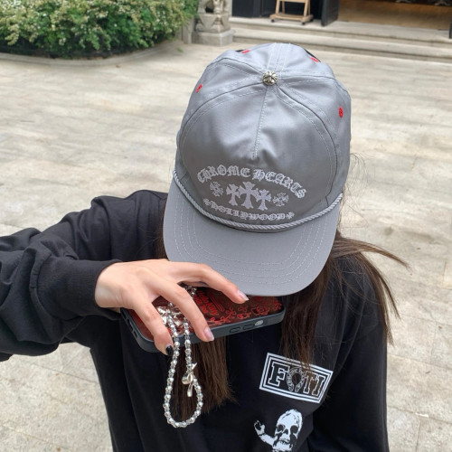 NIGO Chrome Hearts Men's Women's Grey Cross Embroidered Baseball Cap Duck Tongue Cap Fashion High Street Trend Hip Hop Cap Hat #nigo81225
