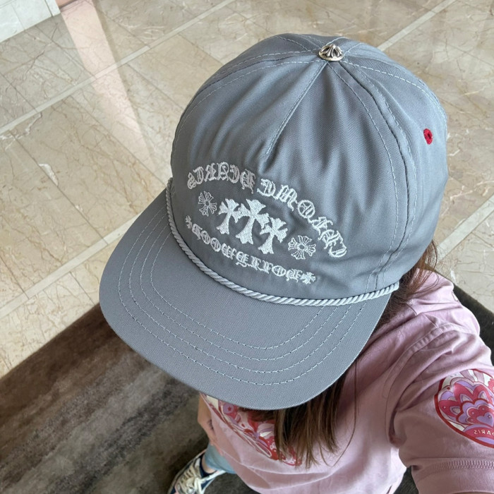 NIGO Chrome Hearts Men's Women's Grey Cross Embroidered Baseball Cap Duck Tongue Cap Fashion High Street Trend Hip Hop Cap Hat #nigo81225