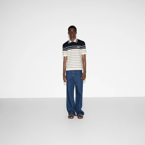 NIGO Gucci Men's Striped Logo Embroidered Summer Cotton Slim Fit Short Sleeve Polo Shirt #nigo81176