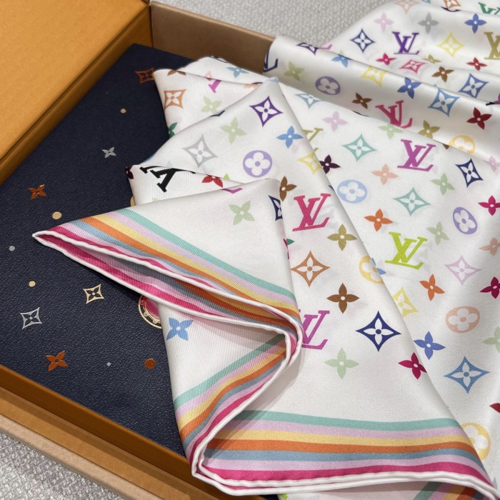 NIGO Louis Vuitton x TM Monogram Multicolor Mini Pattern Women's Fashion Silk Scarf Square 90 Jewelry Accessories #nigo81173