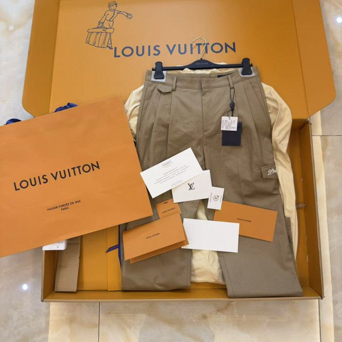 NIGO Louis Vuitton Men's Spring and Autumn Solid Color Embroidered Letter Printed Cotton Woven Fabric Casual Pants #nigo76567