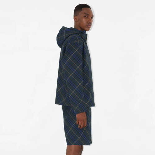NIGO Burberry Men's Spring and Autumn Check Twill Jacket Shorts Set Equestrian Rider Logo Applique Fashion High Street Trend Hooded Jacket Drawstring Shorts Set Suit #nigo81226