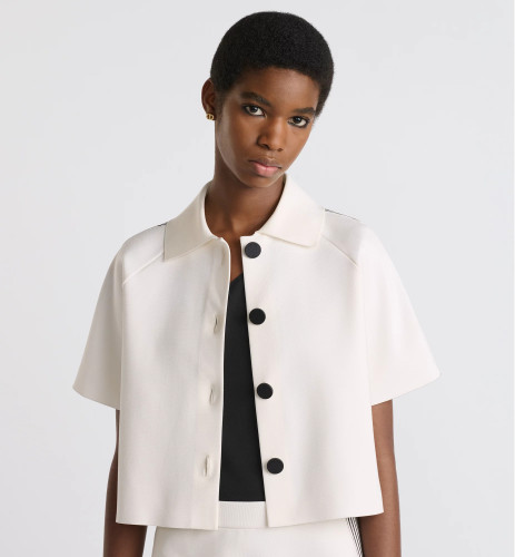 NIGO Dior Women's Spring, Summer And Autumn Cropped Jacket Lapel Jacquard Short Sleeve Coat Casual Solid Color Stretchy Waist Knit Flared Miniskirt #nigo81179