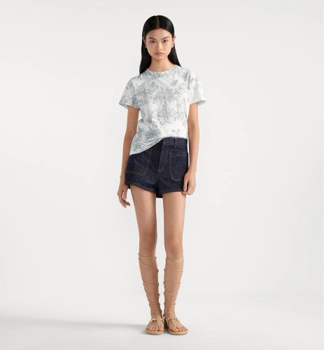 NIGO Dior Women's Dioriviera Printed Knit Cotton Short Sleeve Solid Color Round Neck Summer T-Shirt #nigo81181
