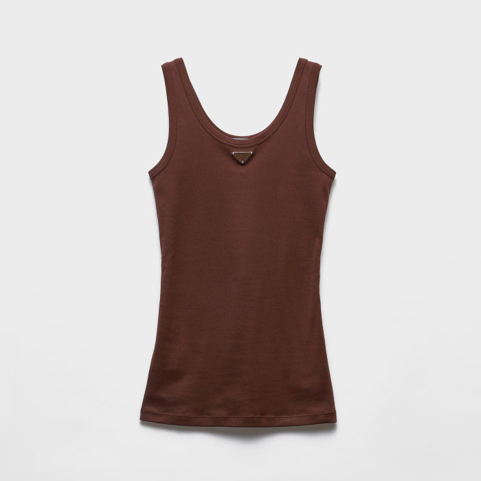 NIGO Prada Women's Summer Solid Color Metal Triangle Logo Logo Cotton Camisole Tank Top #nigo76588