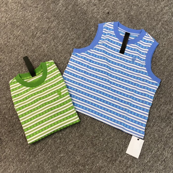 NIGO Chrome Hearts Women's Summer Striped Jacquard Sword Embroidered Sleeveless Tank Top #nigo76584