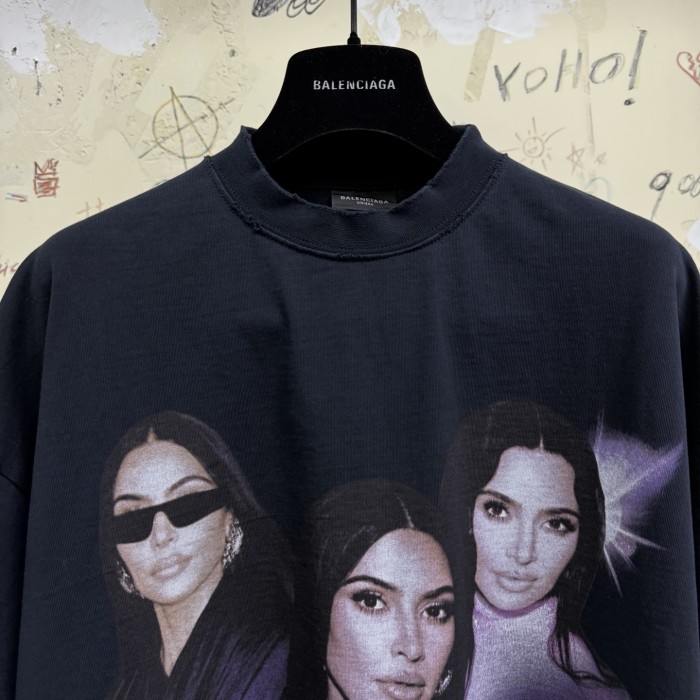 NIGO Balenciaga Men's and Women's Summer Portrait Printed Solid Colour Round Neck Cotton Short Sleeve T-Shirt #nigo76598