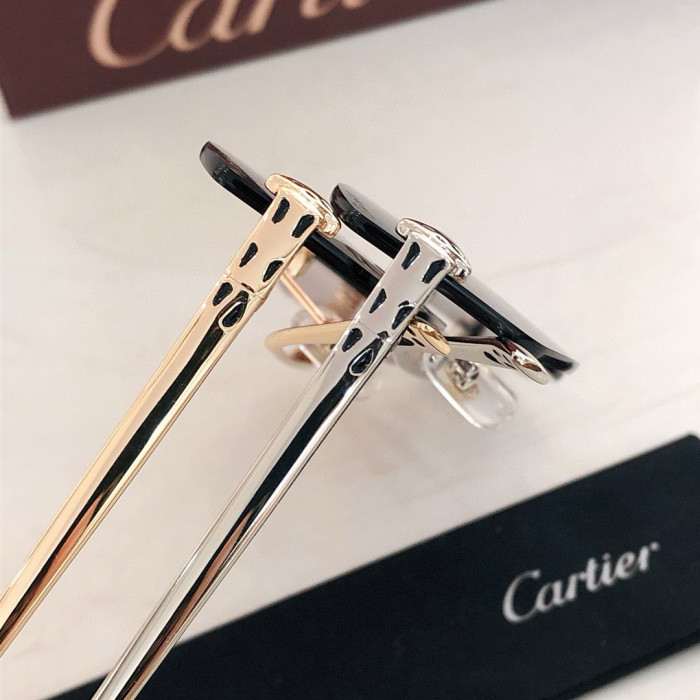 NIGO Cartier PANTHÈRE DE CARTIER Men's and Women's Solid Colour Lens Legs Logo Styling Irregular Shape Sunglasses Eyeglasses Glasses #nigo76612