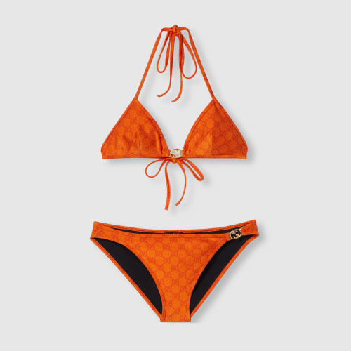 NIGO Gucci Women's Summer Logo Print Solid Color Stretch Knit Bikini Swimsuit Set Suit #nigo76624