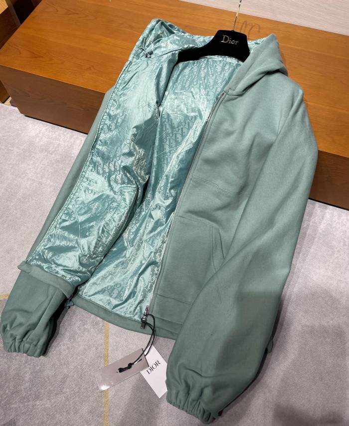 NIGO DIOR Men's Spring Autumn Solid Colour Letter Printed Reversible Wearable Zip Hooded Long Sleeve Jacket #nigo76629