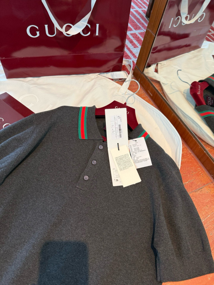 NIGO Gucci Men's Spring Summer Collar Stripe Printed Solid Colour Cotton Short Sleeve Polo Neck T-Shirt #nigo76618