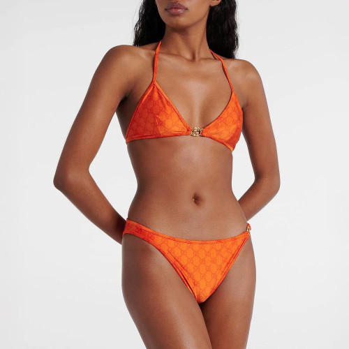 NIGO Gucci Women's Summer Logo Print Solid Color Stretch Knit Bikini Swimsuit Set Suit #nigo76624