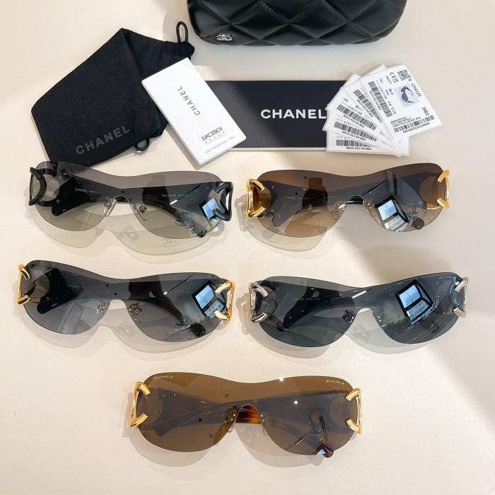 NIGO Chanel Women's Solid Colour Mirror Legs GG Logo Rimless Irregular Shape Sunglasses Eyeglasses Glasses #nigo76623
