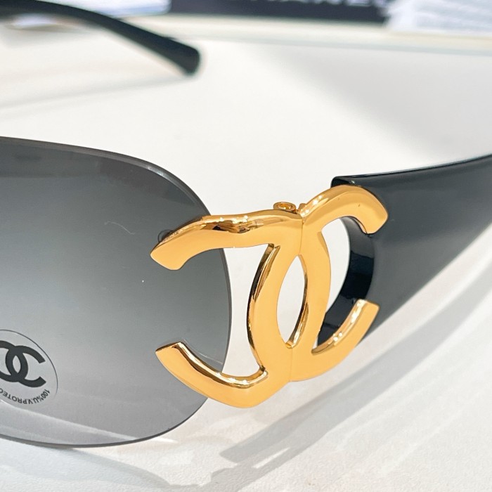 NIGO Chanel Women's Solid Colour Mirror Legs GG Logo Rimless Irregular Shape Sunglasses Eyeglasses Glasses #nigo76623