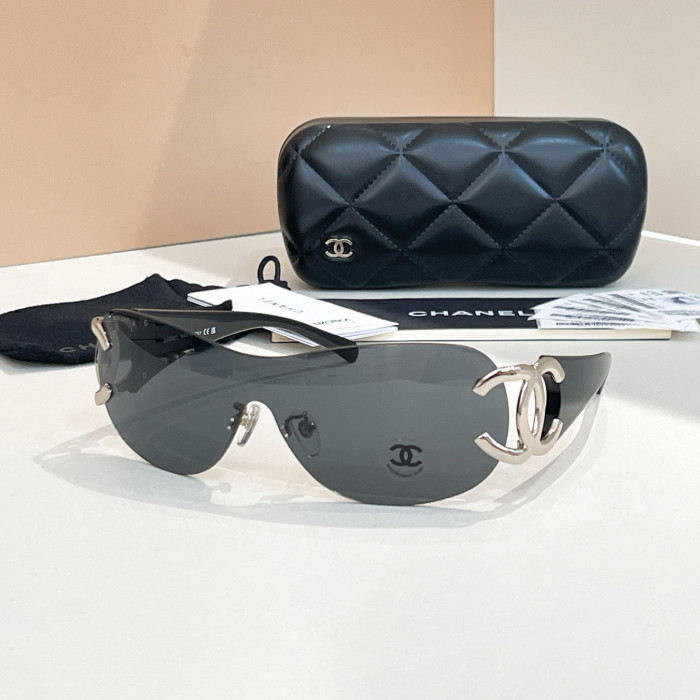 NIGO Chanel Women's Solid Colour Mirror Legs GG Logo Rimless Irregular Shape Sunglasses Eyeglasses Glasses #nigo76623