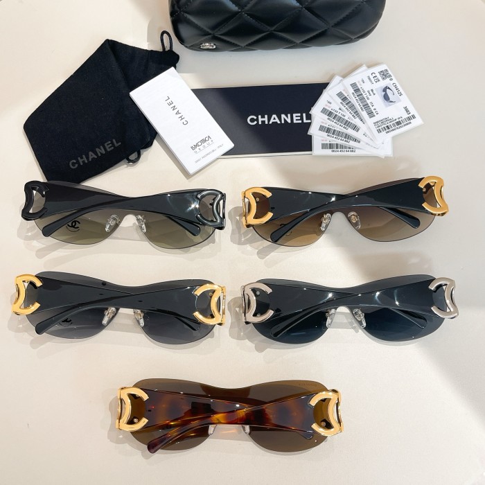 NIGO Chanel Women's Solid Colour Mirror Legs GG Logo Rimless Irregular Shape Sunglasses Eyeglasses Glasses #nigo76623